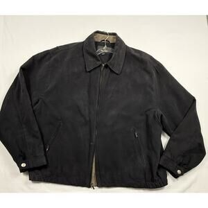Vintage Gary Player black faux suede XL jacket full-zip bomber golf coat. 